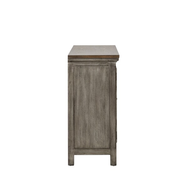 Westridge Wirebrushed Gray White Worn Wood 3 Door Accent Cabinet