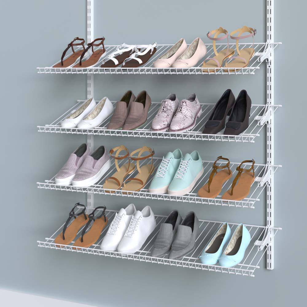 ClosetMaid ShelfTrack 11.25 in. D x 36 in. W x 4 in. H 5-Pair Ventilated Wire Shoe Shelf Steel Closet System 2846