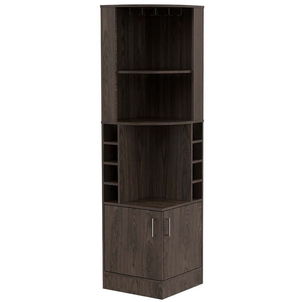 8 Bottle 2 Shelf Bar Cabinet with a central open shelf on each side