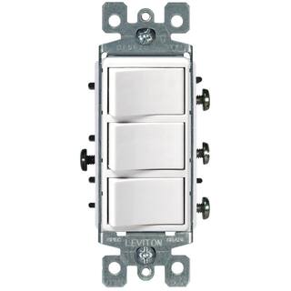 Leviton Decora 15 Amp 3-Rocker Combination Switch White R62-01755-0WS