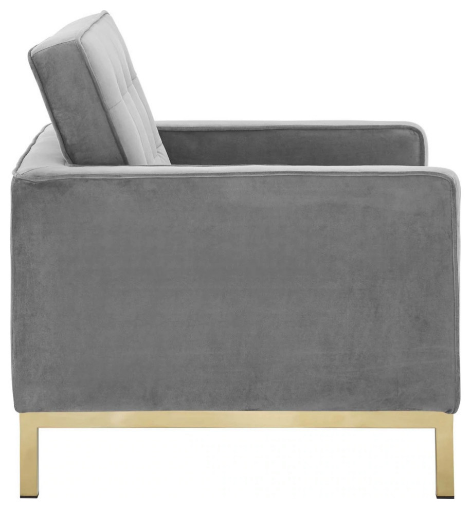 Aaliyah Gold Gray Stainless Steel Performance Velvet Armchair   Modern   Armchairs And Accent Chairs   by Rustic Home Furniture Deco  Houzz