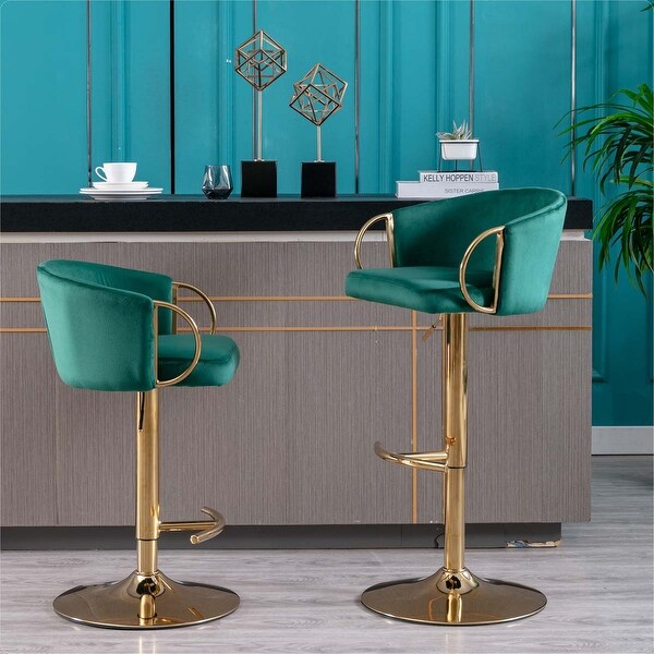 Set of 2 Bar Stools with Base Swivel