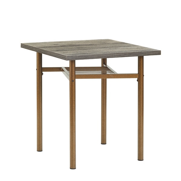 Square wooden Dining Table with 4 Legs and 2 Metal Chair for Indoor and Outdoor