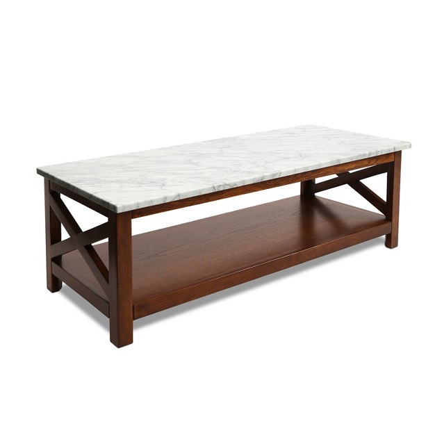 Rectangular Italian Carrara White Marble Coffee Table