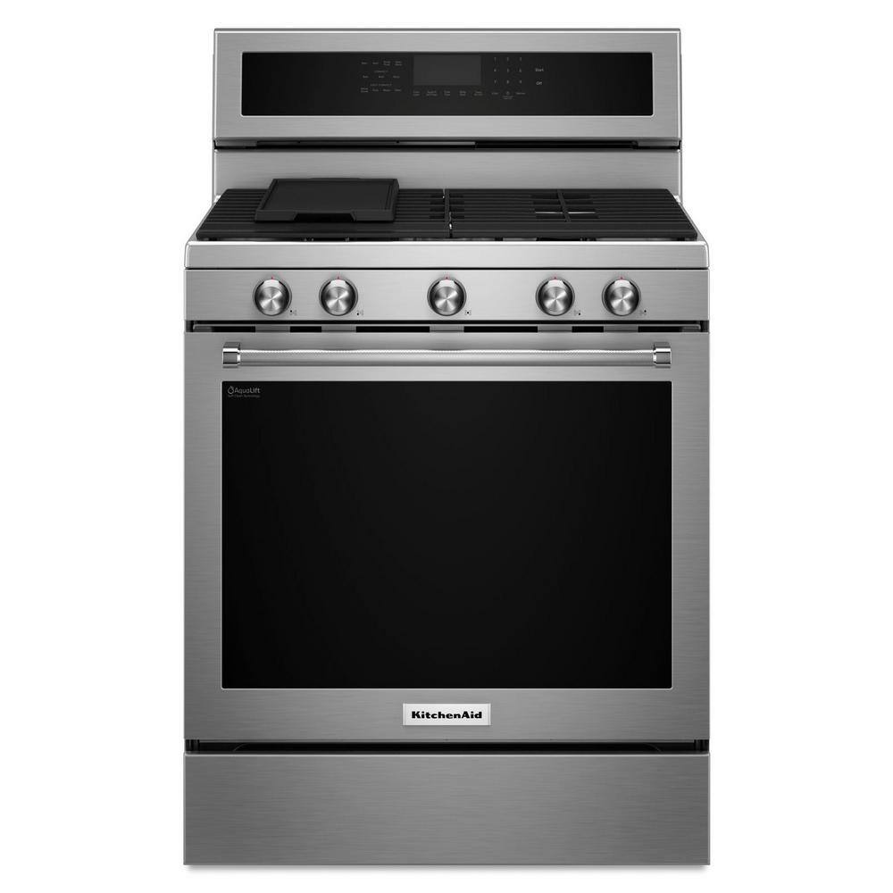 KitchenAid 5.8 cu. ft. Gas Range with Self-Cleaning Oven in Stainless Steel KFGG500ESS