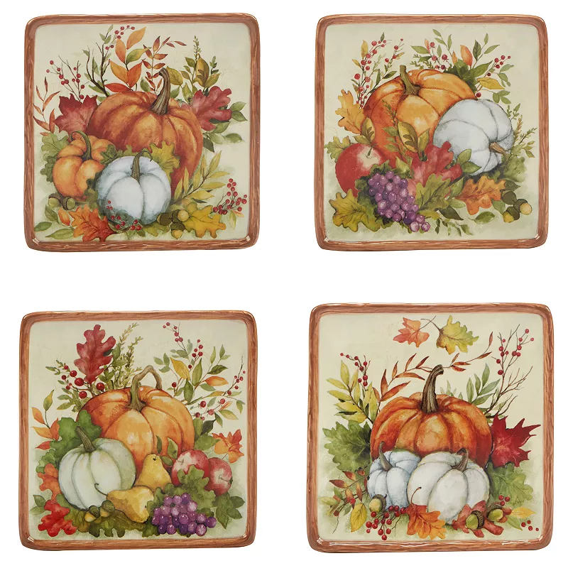 Certified International Harvest Blessings 4-piece Canape Plate Set