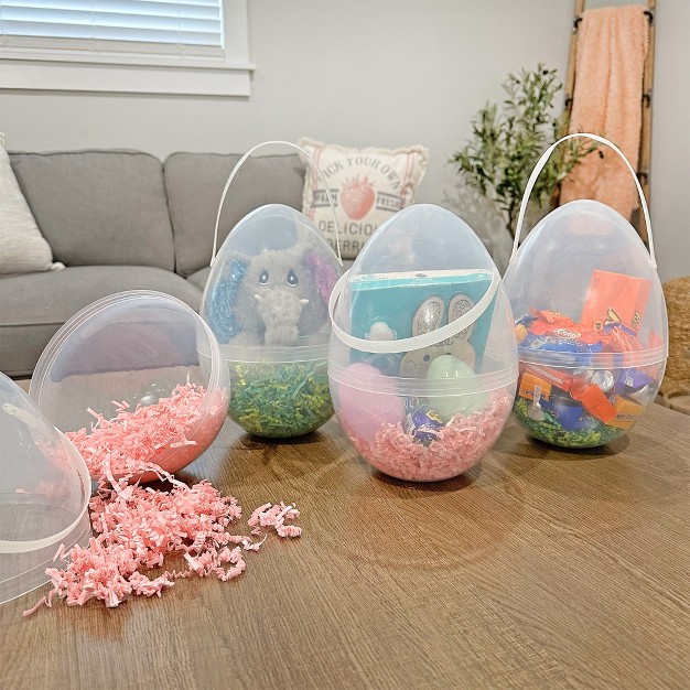 Cornucopia Brands Jumbo Plastic Easter Eggs 4pk 10in Giant Clear Egg shaped Buckets W Handles