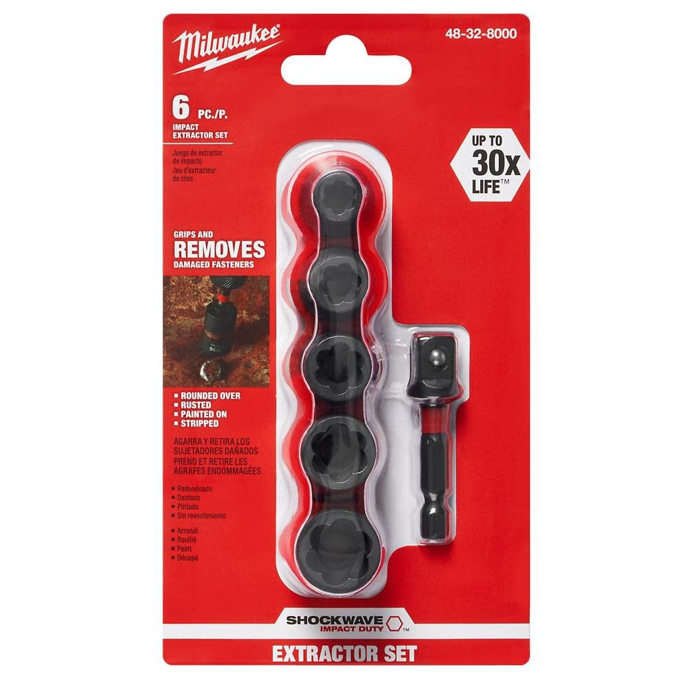 Milwaukee 6-Piece SHOCKWAVE Impact Extractor Set 48-32-8000 from Milwaukee