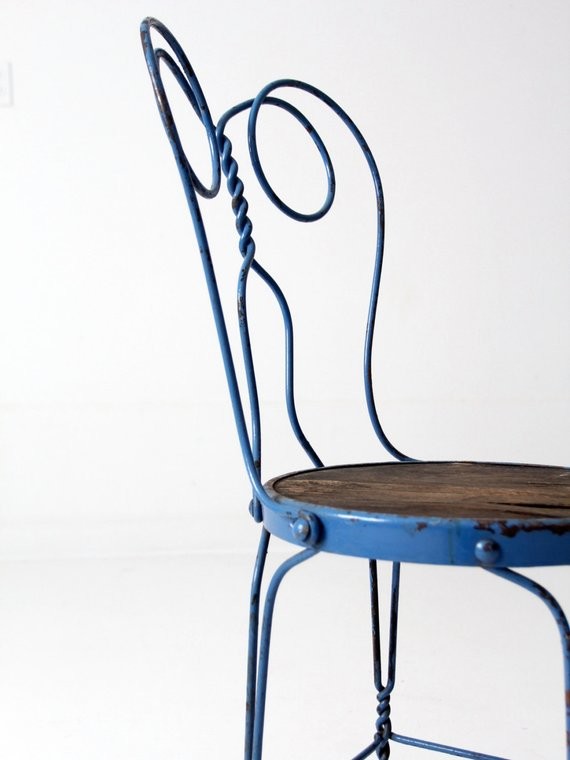 Consigned  Vintage Blue Ice Cream Parlor Chair   Farmhouse   Dining Chairs   by 86 Vintage  Houzz