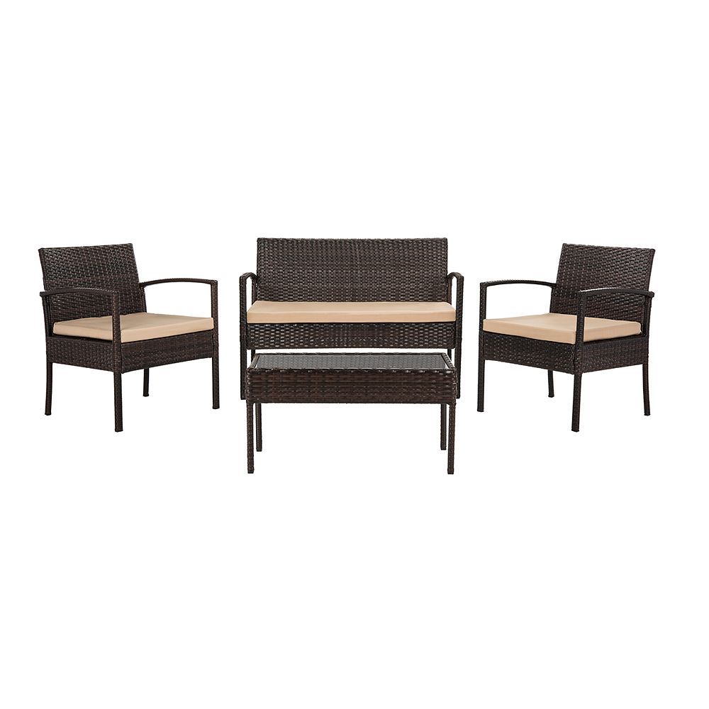 Safavieh Mattia Indoor / Outdoor Loveseat， Chair and Coffee Table 4-piece Set