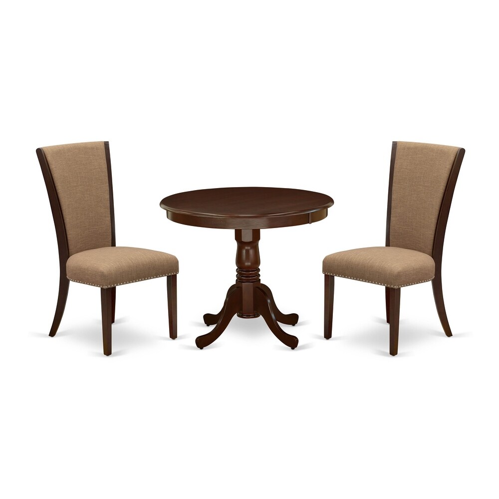 East West Furniture Kitchen Table   Chairs Set   a Round Dining Table with Pedestal and Parsons Chairs (FINISH   PIECES OPTION)