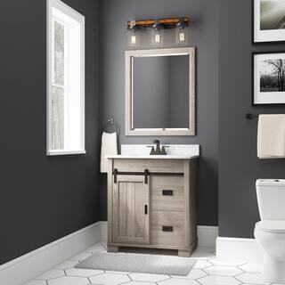 Glacier Bay Brindley 30 in. W x 20 in. D x 34.5 in. H Freestanding Bath Vanity in Gray w White Engineered Stone Top HDBD30VG