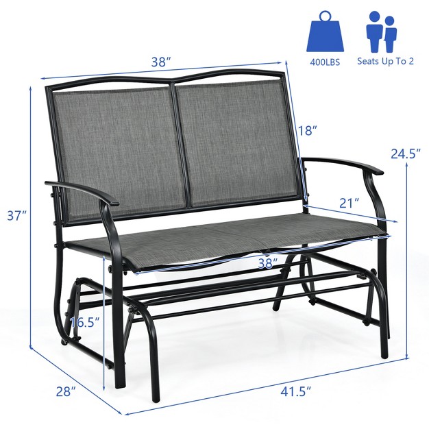 Tangkula 2 Person Swing Glider Bench Patio Rocking Lounge Chair W steel Frame For Garden Backyard Balcony Gray black