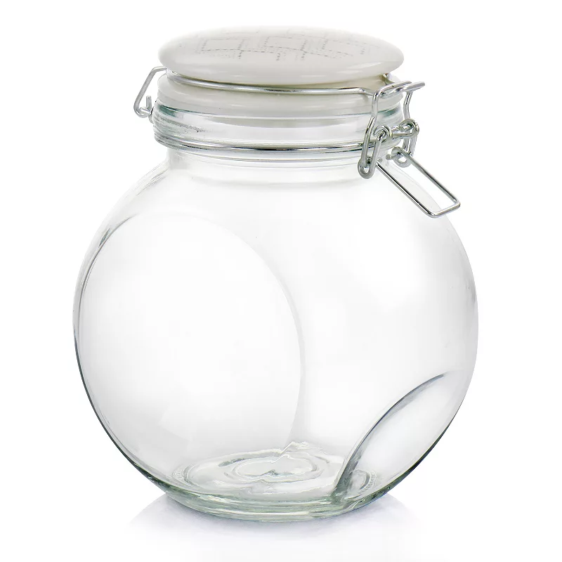 Gibson Home 1.9qt Glass Canister with Decorated Ceramic Lid