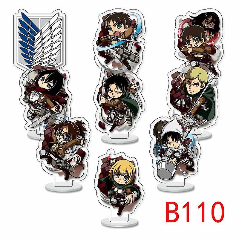 9pcs/set Anime Demon Slayer Acrylic Stand Model Kimetsu No Yaiba Tanjirou Nezuko Figure Decoration Action Plate Toys，attack On Titan