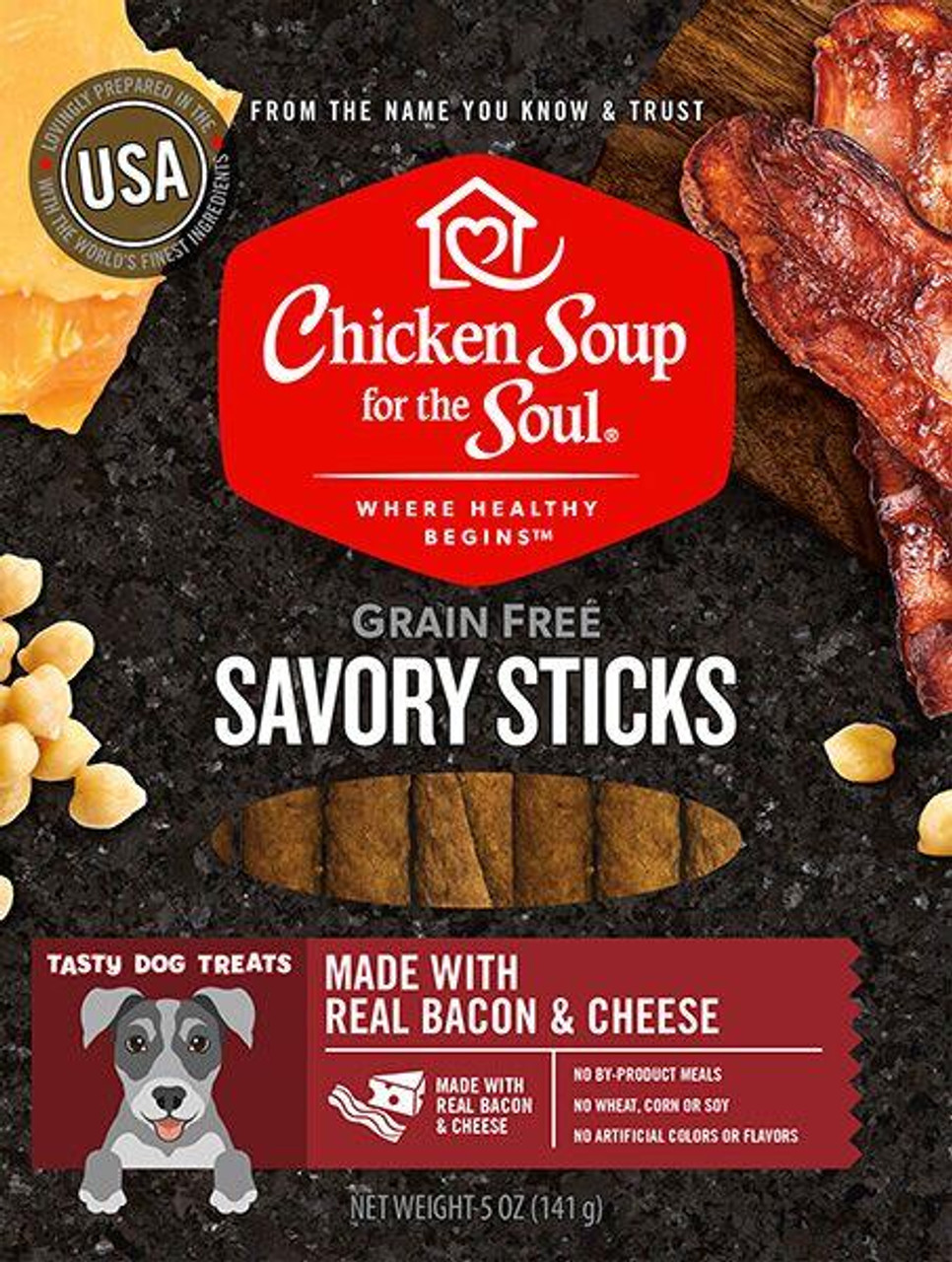 Chicken Soup For The Soul Grain Free Bacon and Cheese Savory Sticks， 5 Oz.