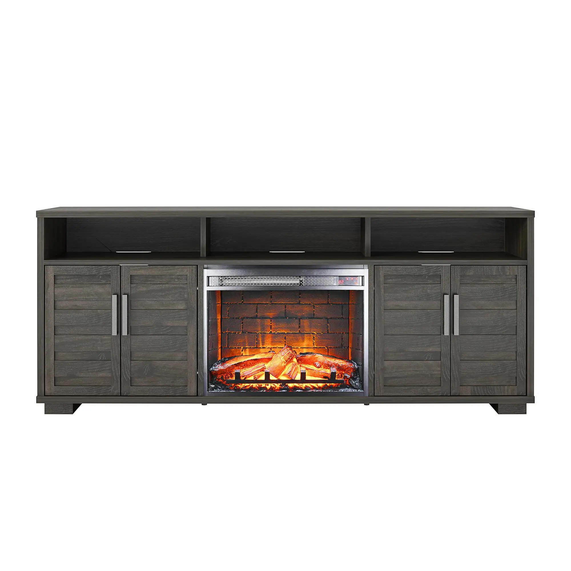 Flintrock Espresso 75 TV Stand with Electric Fireplace