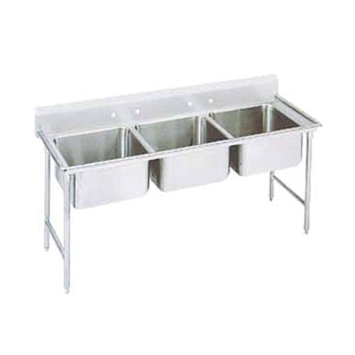 Advance Tabco T9-3-54-X 3 Compartment Sink， 16 Gauge， 62