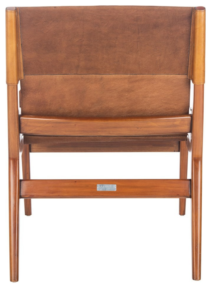 Alessa Leather Sling Chair Brown   Midcentury   Armchairs And Accent Chairs   by Peachtree Fine Furniture  Houzz