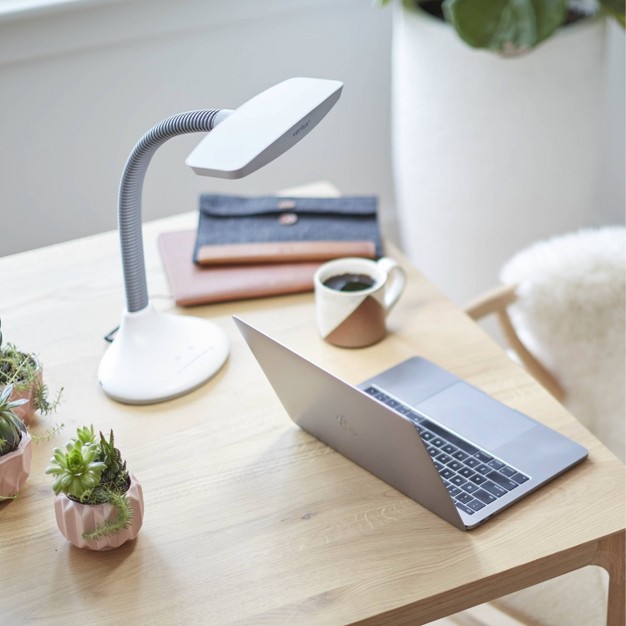 Smart Light Full Spectrum Led Desk Lamp With Adjustable Brightness includes Led Light Bulb White Verilux