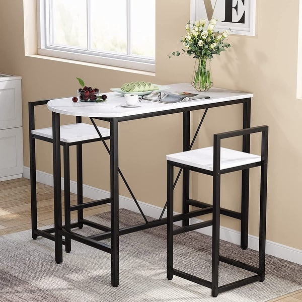 3-Piece Bar Table Set Kitchen Pub Dining Table with 2 Bar Stools