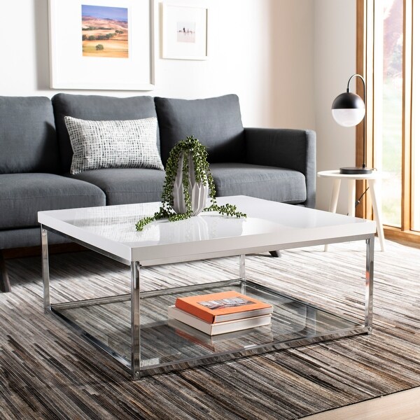 SAFAVIEH Malone White/ Chrome Coffee Table - 35.4