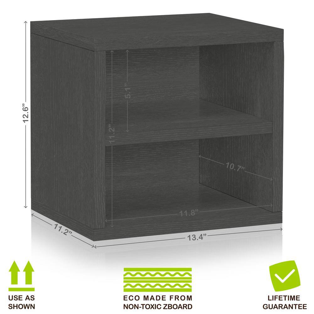 Way Basics 12.6 in. H x 13.4 in. W x 11.2 in. D Charcoal Black zBoard Paperboard Stackable Single Cube Organizer with Shelf WB-C-SCUBE-CB