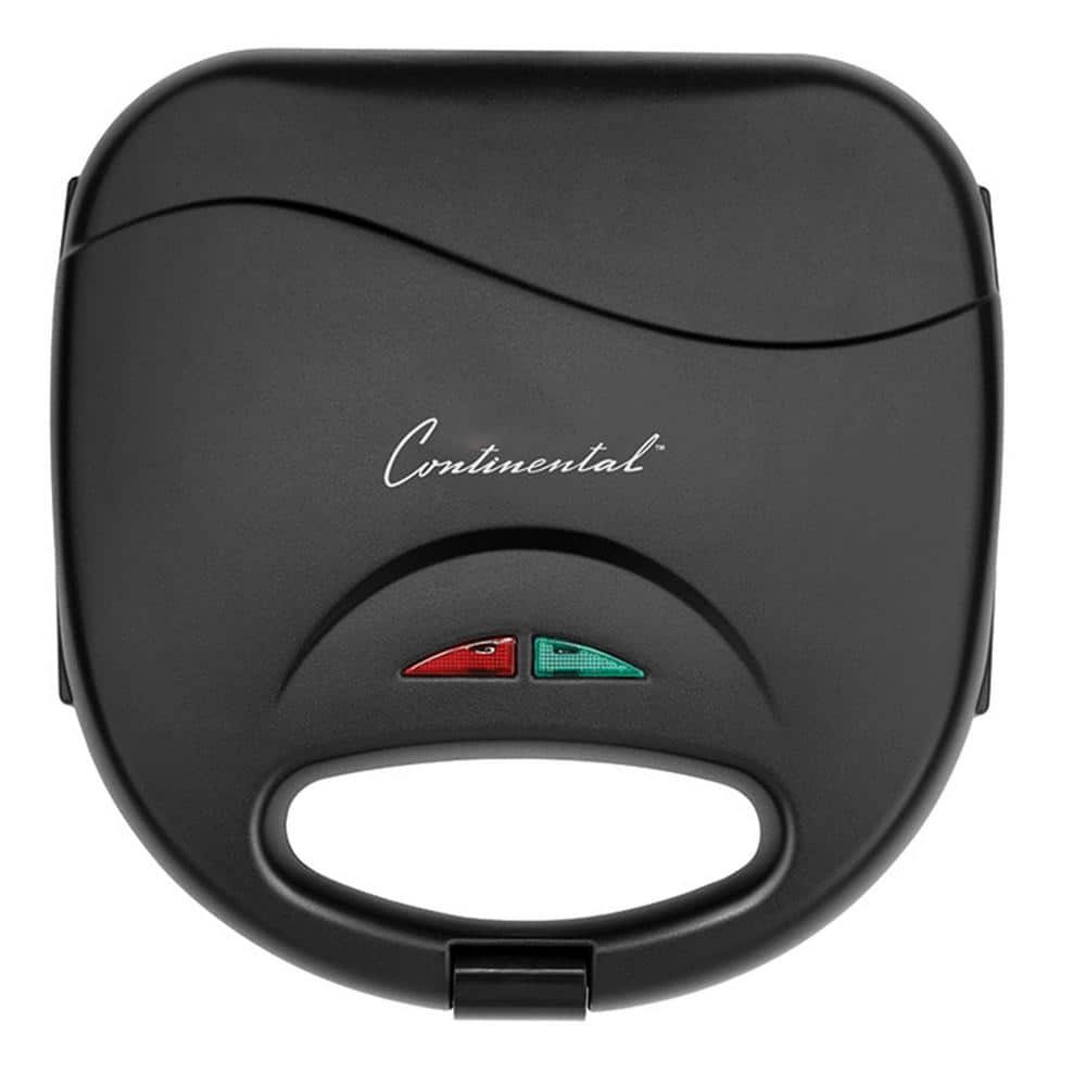 Continental Electric 120 W 2-Slice Black Countertop Contact Grill and Sandwich Maker with Non-Stick Surface CE23829