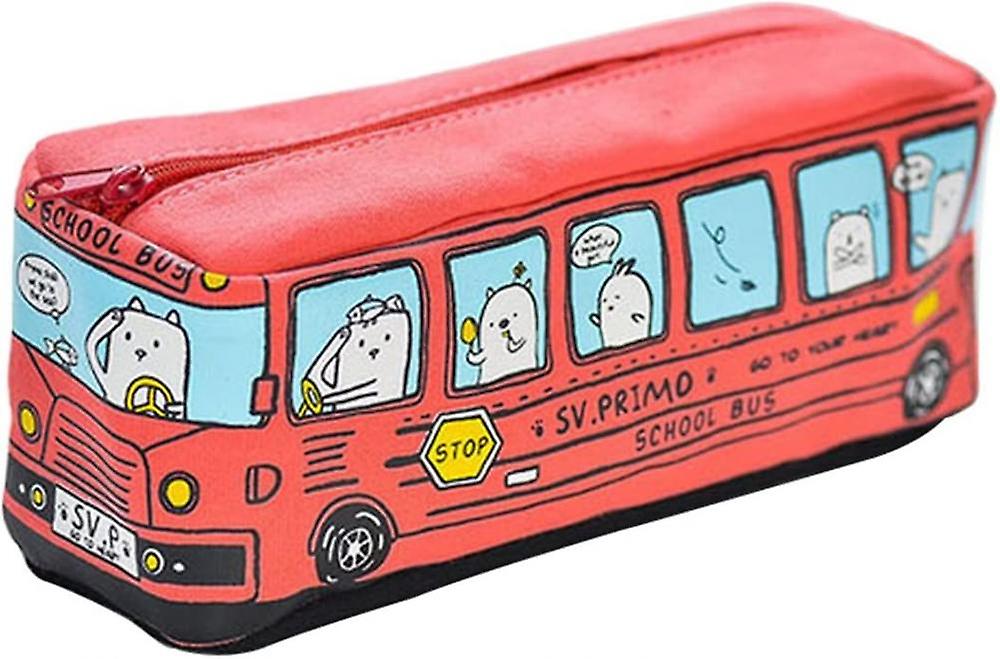 School Bus Shape Large Capacity Zipper Pencil Case