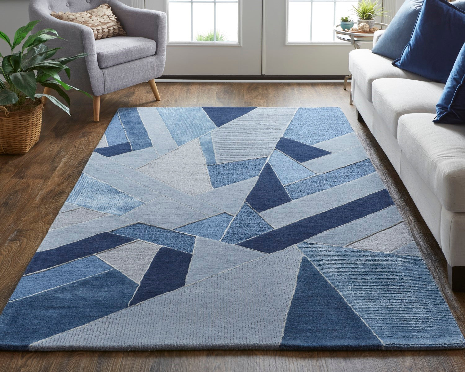 Cutlor Hand Tufted Mosaic Navy Blue/Opal Gray Rug