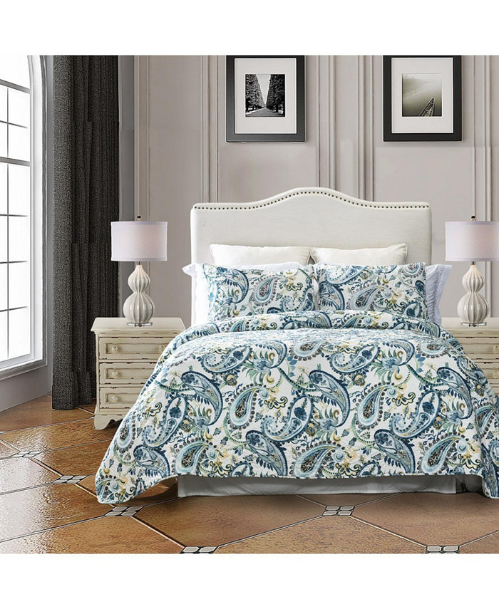 Hulala Home Watercolor Paisley 3-Piece Paisley Quilt Set