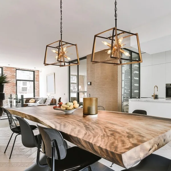 Modern Farmhouse 6/12-Light Black Gold Sputnik Chandelier Geometric Island Lights for Kitchen Shopping - The Best Deals on Chandeliers