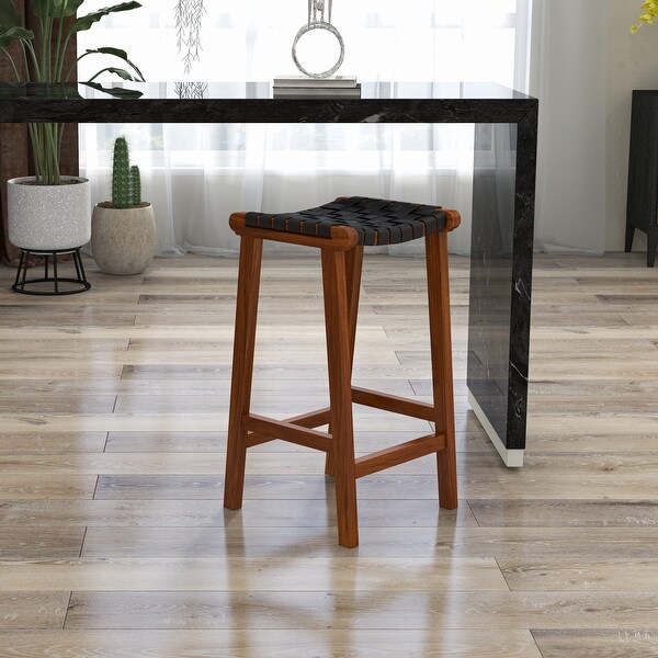 Andy Mid-Century Leather Upholstered Bar Stool