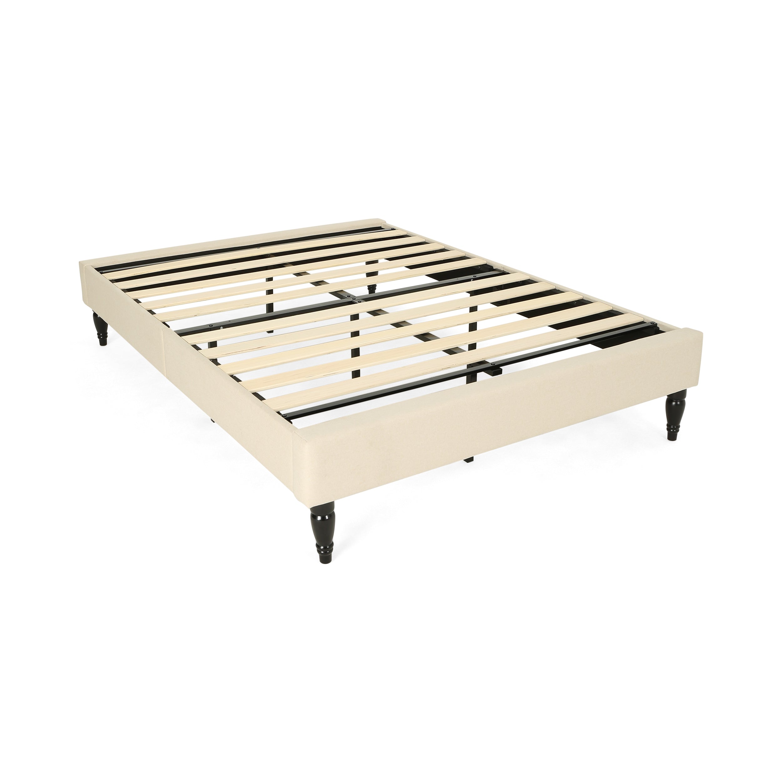 Luca Contemporary Upholstered Queen Bed Frame with Turned Legs