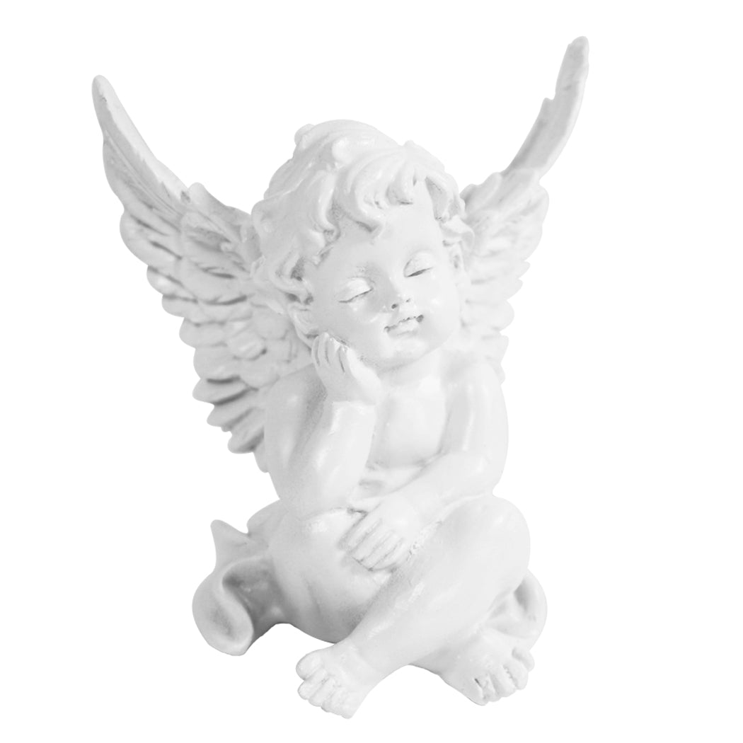 KiaoTime l Set of 2 Resin Adorable Cherubs Angels Statues Figurine Guardian Angel Garden Angels Sculpture Cute Angel Collection Wings Angel Memorial Statue 4.25