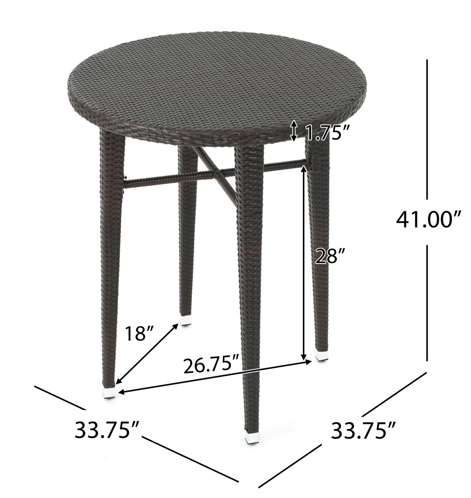 GDF Studio 5 Piece Big Rock Outdoor 41 quotWicker Bar Set With Cushions   Tropical   Outdoor Pub And Bistro Sets   by GDFStudio  Houzz