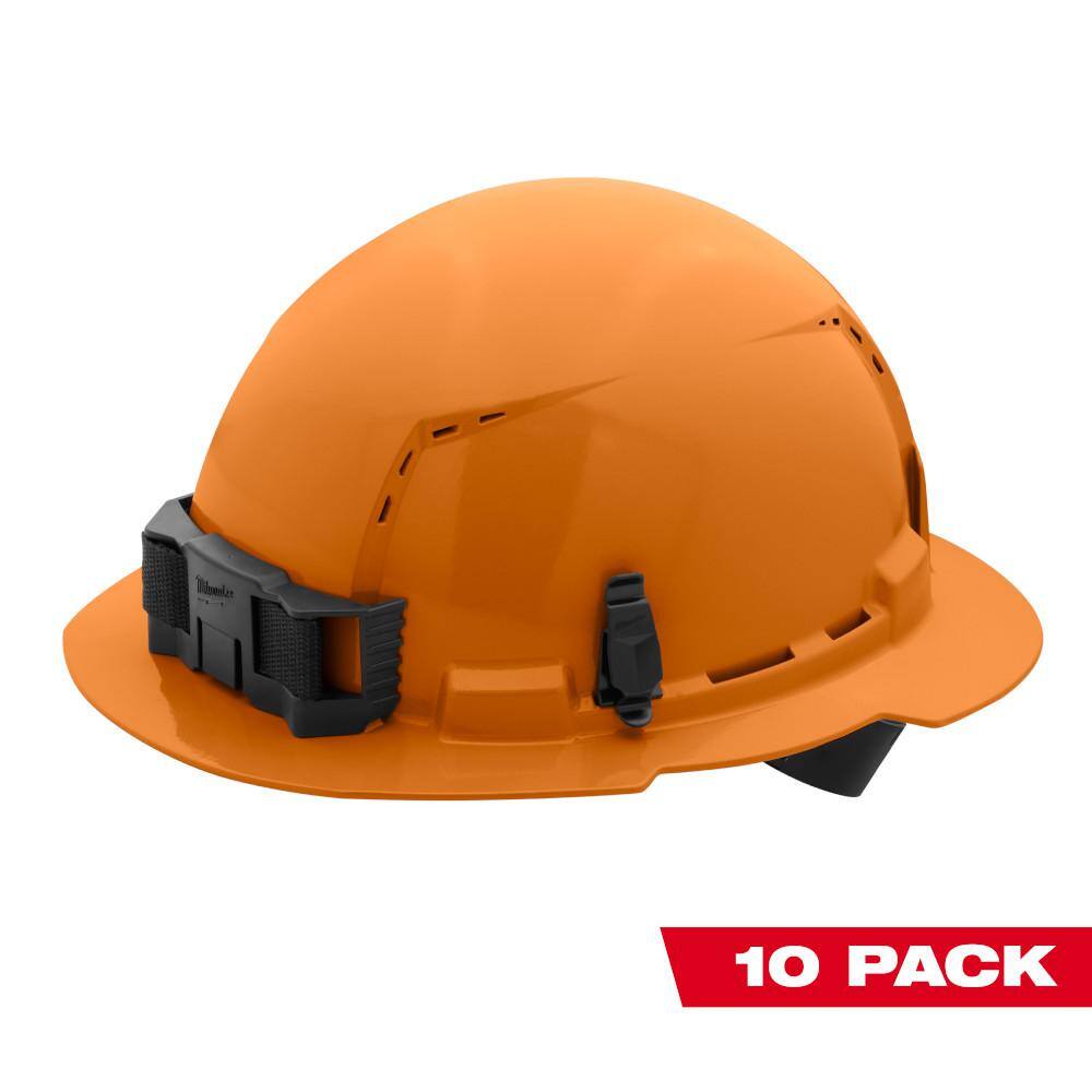 MW BOLT Orange Type 1 Class C Full Brim Vented Hard Hat with 4-Point Ratcheting Suspension (10-Pack) 48-73-1213X10