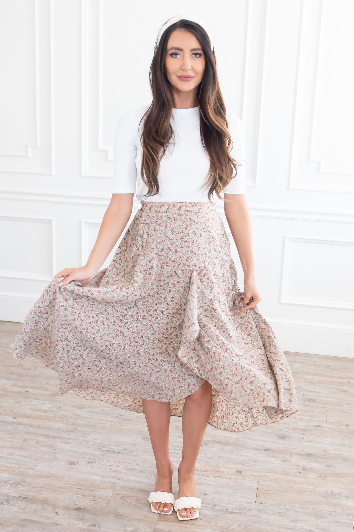 Growing On You Modest Ruffle Skirt