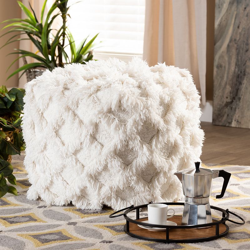 Baxton Studio Asuka Fringe Ottoman