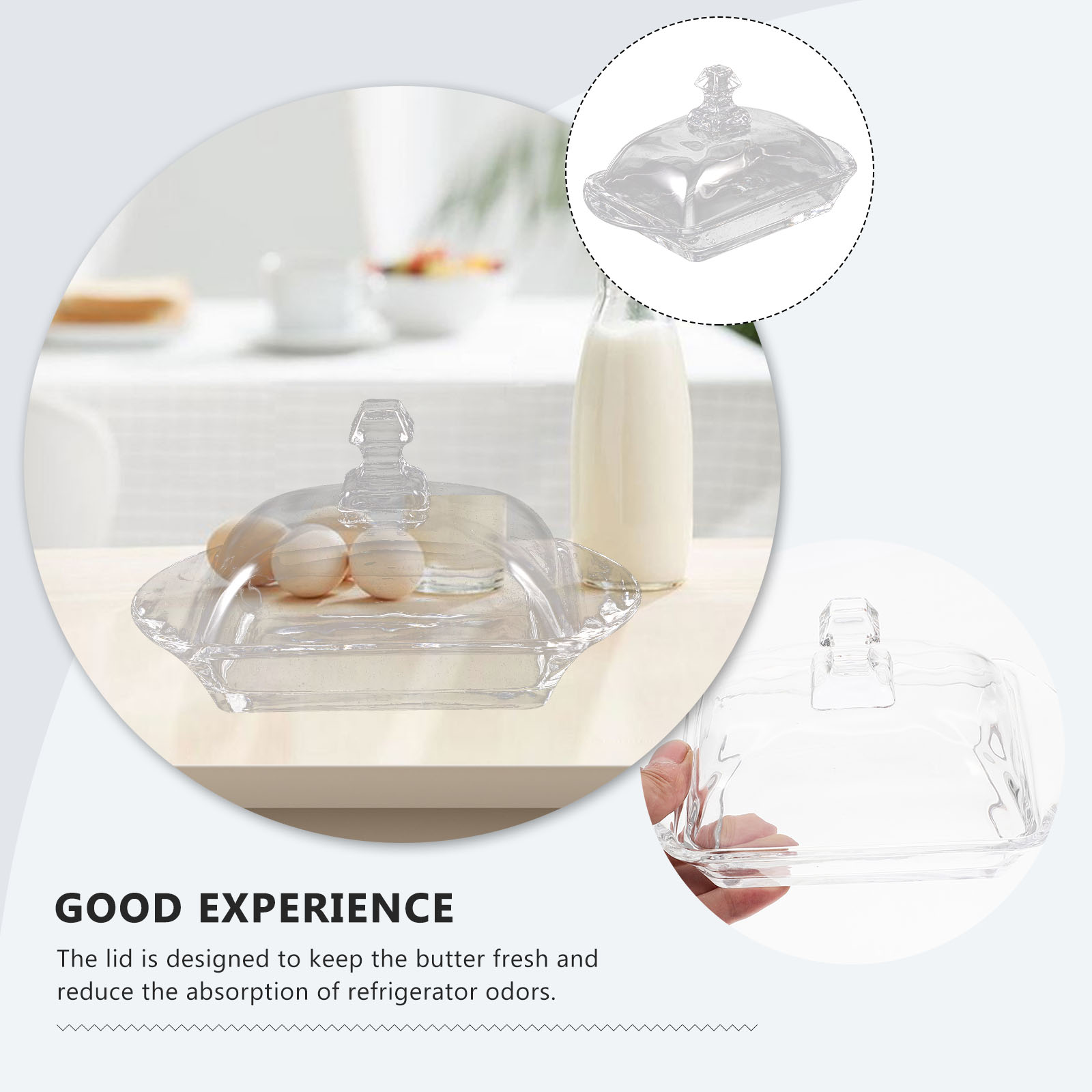 1 Set of Covered Butter Dish Glass Butter Dish Transparent Butter Tray Cheese Butter Dish with Lid