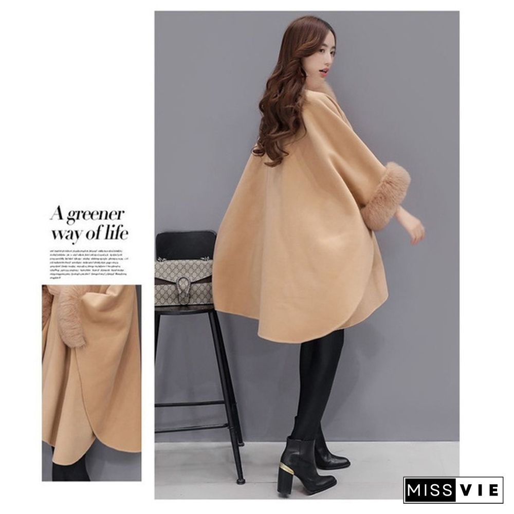 Winter Womens Parka Casual Coat Women Fur Coats Woman Clothes Cloak Shawl Jacket