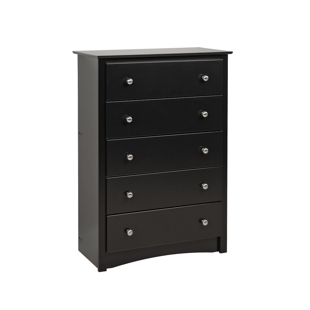 Sonoma Transitional Black Laminate 5 drawer Chest