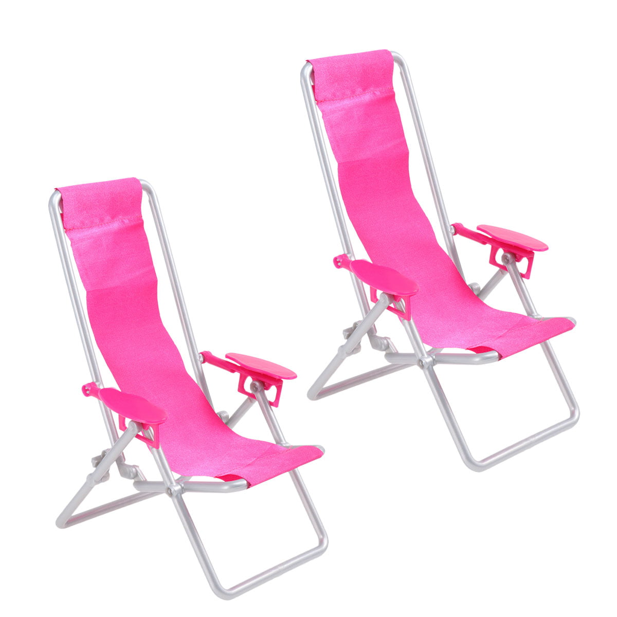 2pcs Mini House Deck Lying Chair Simulation Folding Beach Chair Home Model Accessories