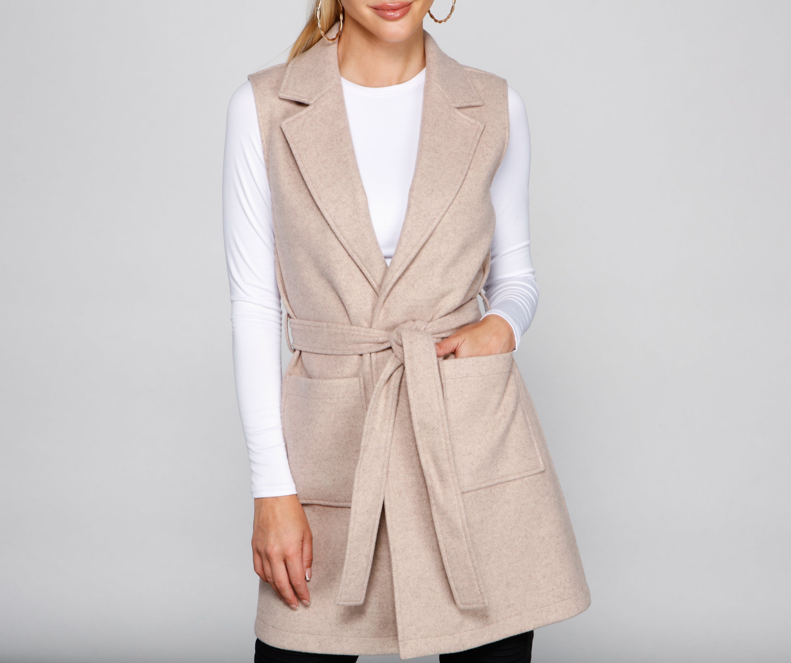 City Girl Faux Wool Trench Vest