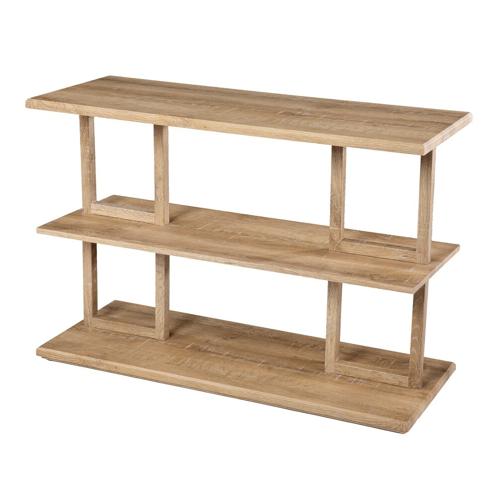 SEI Furniture Mabery Transitional Natural Wood Three Tier Console Table