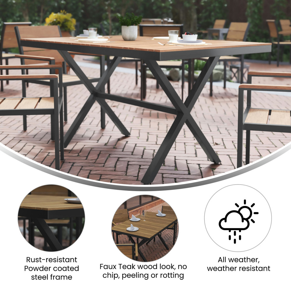 NAT/Gray X Frame Patio Table   Transitional   Outdoor Dining Tables   by Pot Racks Plus  Houzz