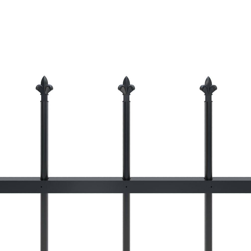 Afoxsos 66.9 in. L x 78.7 in. H Black Steel Garden Fence Decorative Fence with Spear Top HDDB2002