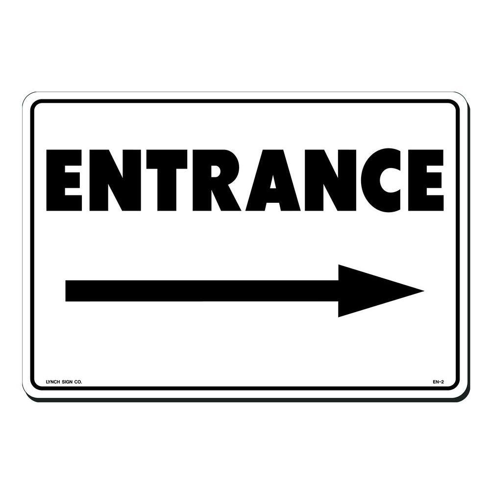 Lynch Sign 14 in. x 10 in. Entrance with Arrow Right Sign Printed on More Durable Thicker Longer Lasting Styrene Plastic EN- 2