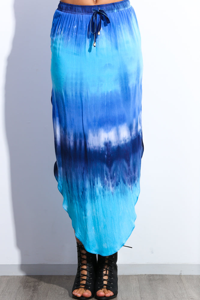 Ocean Waves Blue  Maxi Skirt