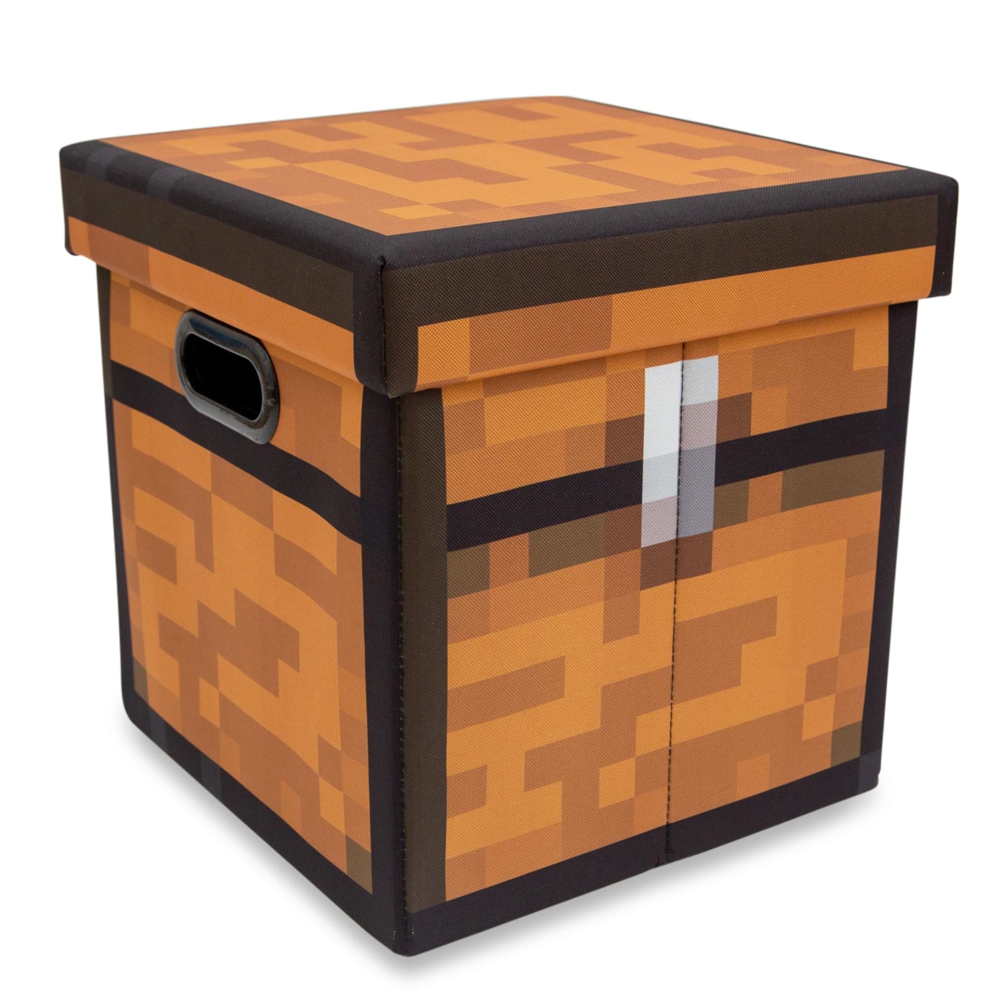 Minecraft Brown Chest Fabric Storage Bin Cube Organizer with Lid | 13 Inches